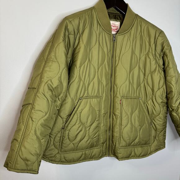 Levi's Onion Quilted Liner Jacket Full zip Lightweight Bomber Green Women's 2X - Picture 8 of 14